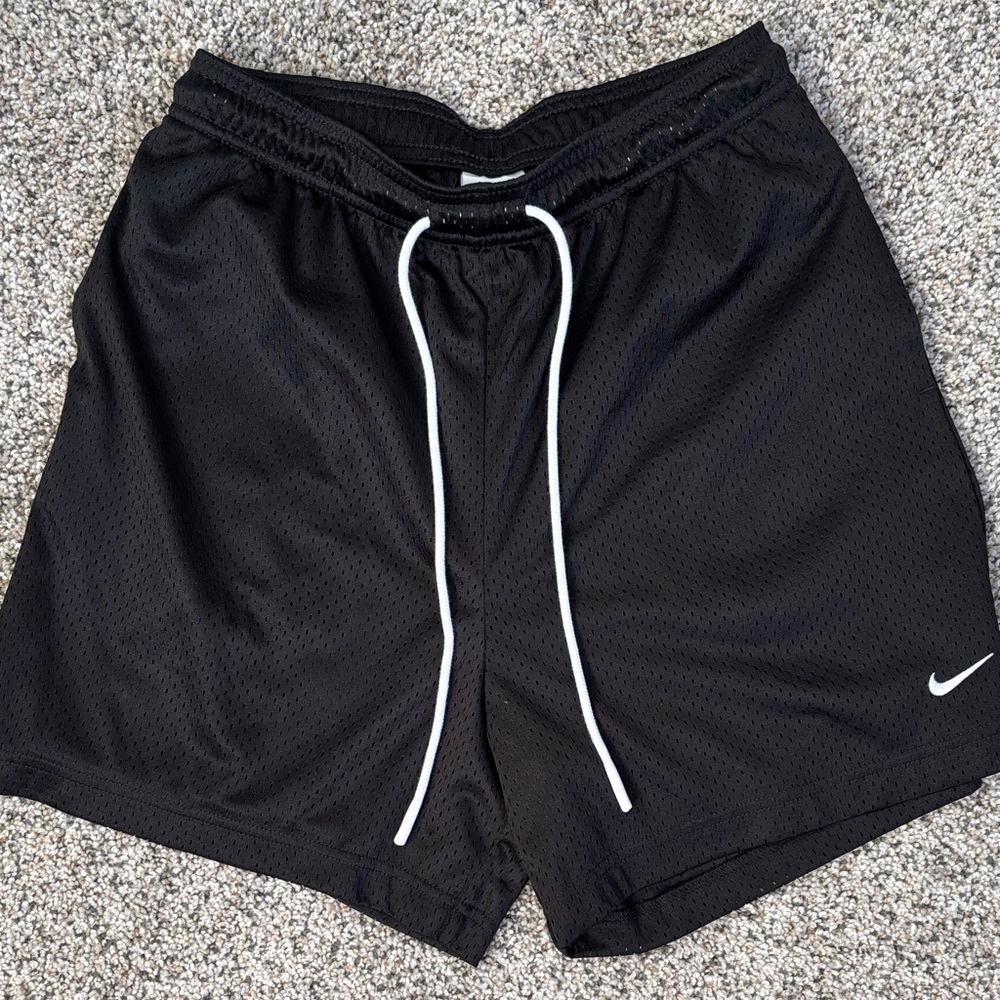 Nike Black Athletic Mesh Shorts with White Drawstring